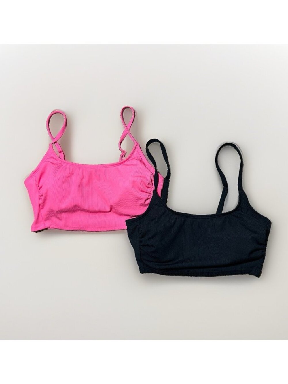 Shade And Shore Swimsuit Tops Women’s Medium Set of 2 Hot Pink & Black Ribbed
